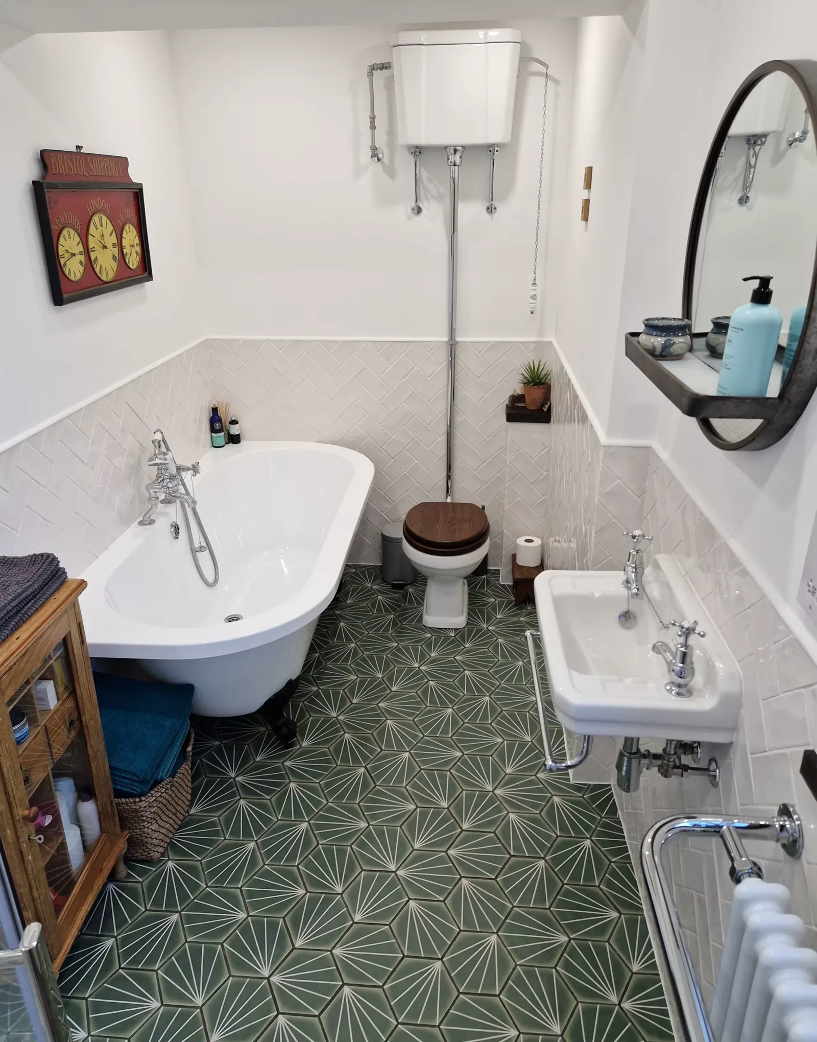 Low Tide bathroom with roll-top bath